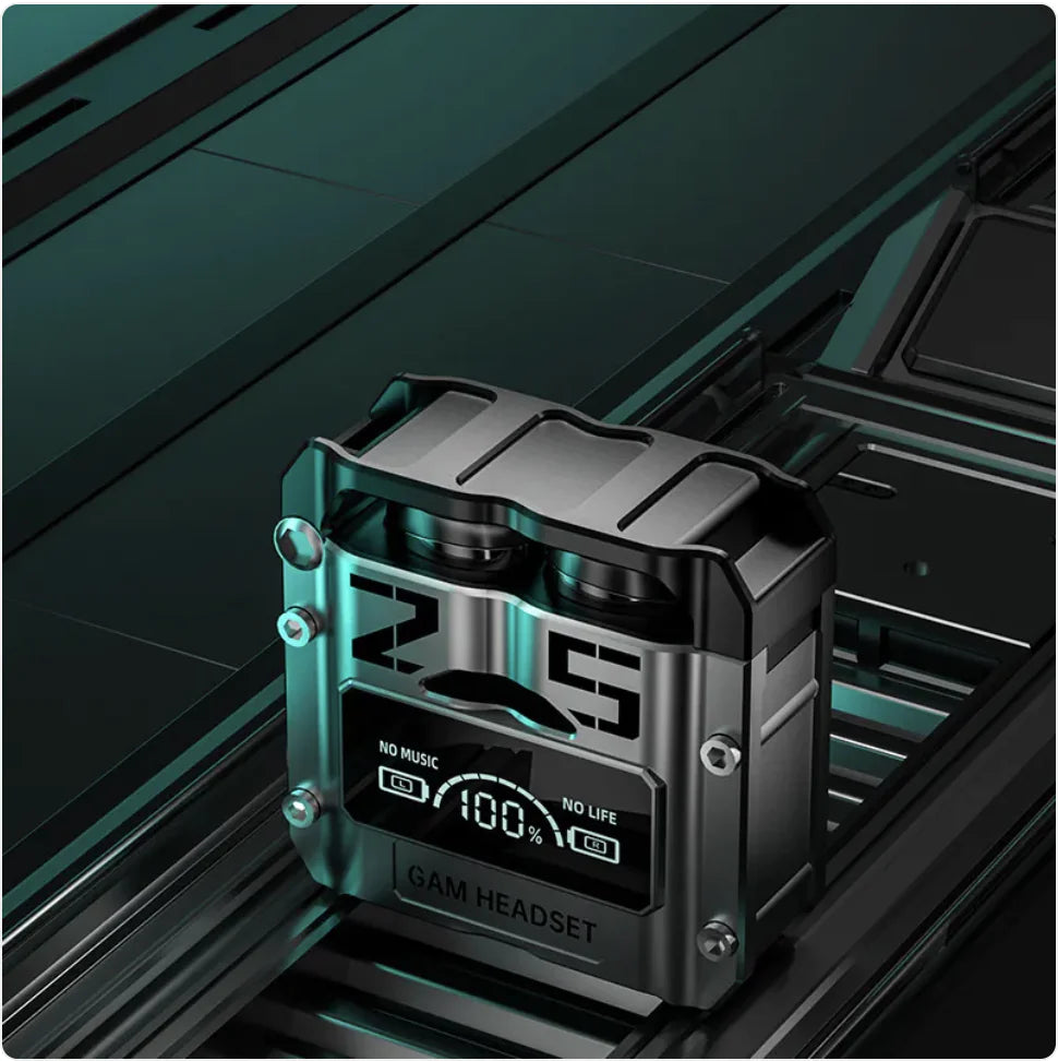 Futuristic Metal Capsule Gaming Earbuds