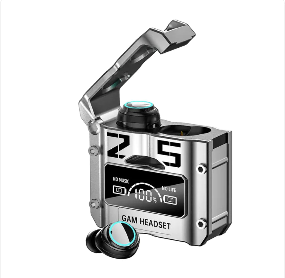 Futuristic Metal Capsule Gaming Earbuds