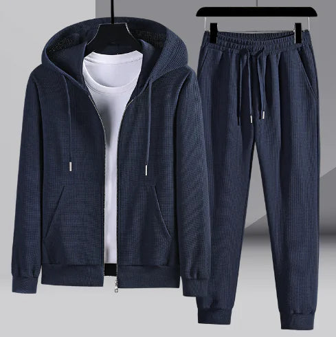 Waffle-Knit Men's Loungewear Set (Two-Piece Outfit)